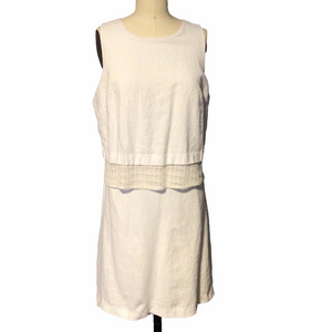 NEXT White Linen Lace Accent Dress Size 12